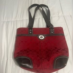 coach red shoulder bag